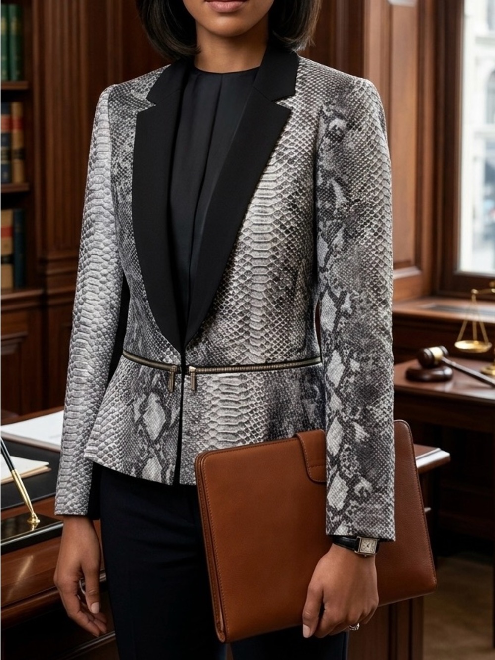 Rebecca Taylor | Snake-Print Blazer with Peplum - sz M/L